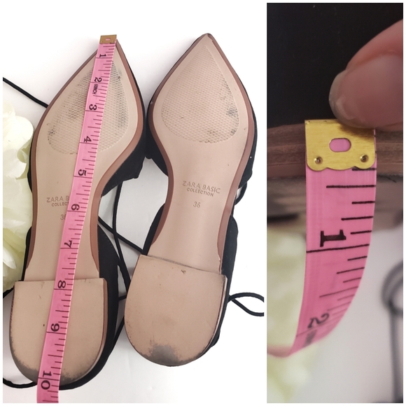 Zara Tie Up Suede Flats in Black Size 36 - Picture 7 of 8
